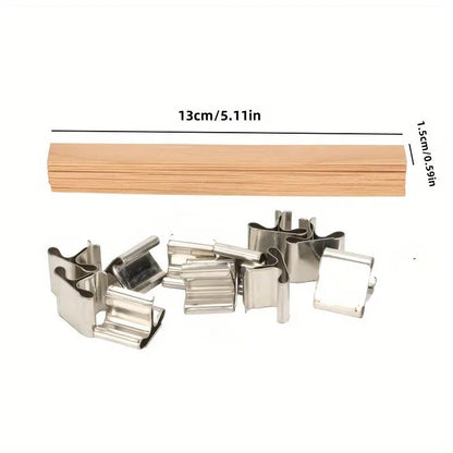 Holzdocht 13mm, Länge 130mm, 50 Stück inkl. Halter - Craftguru