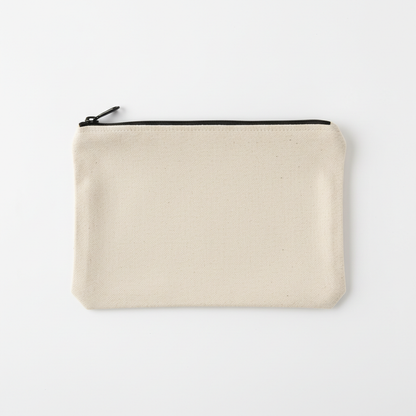 Baumwolltasche beige mit schwarzem Reißverschluss, quadratisches Produktfoto
