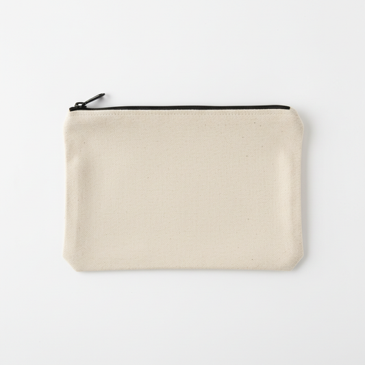 Baumwolltasche beige mit schwarzem Reißverschluss, quadratisches Produktfoto