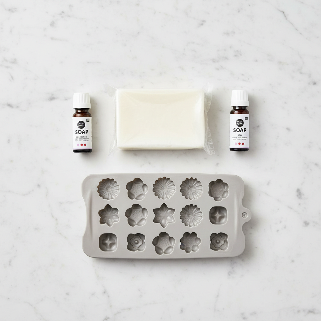 Starterset Seife selber machen - alle Bestandteile Flat Lay