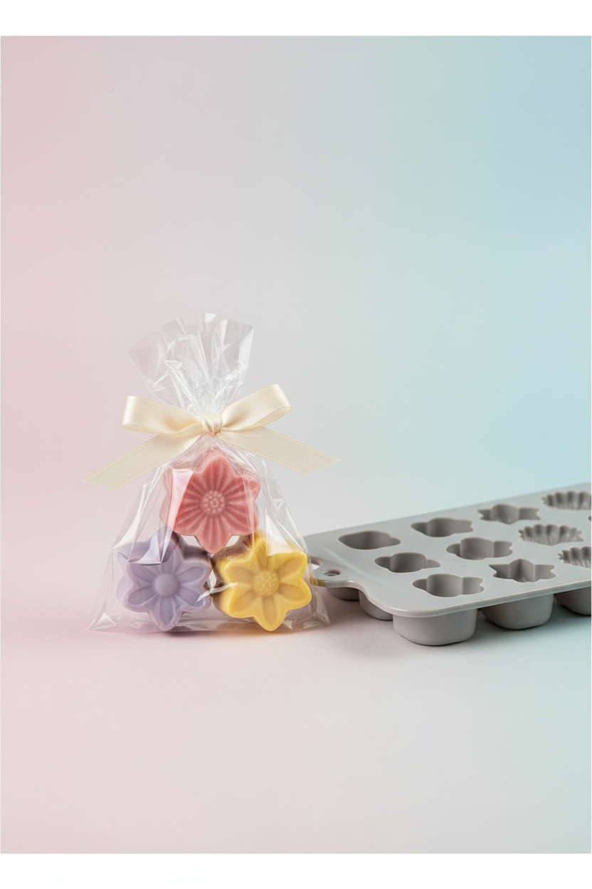 Blumenseifen als Geschenk verpackt - korrekte Größe