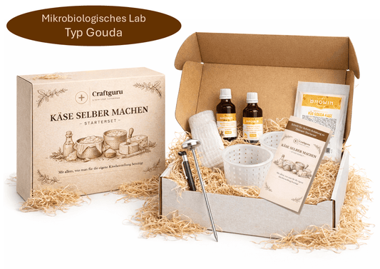 Käse selber machen - Starterset - Typ Gouda, mikrobiologisches Lab - Craftguru