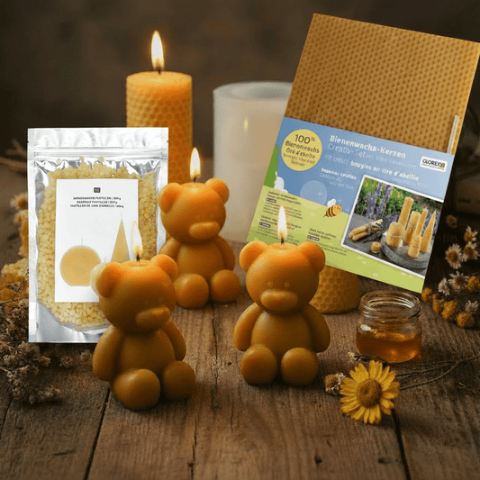 Komplettset - Bienenwachs Bärchen – Kerzen gießen mit Natur-Wachs - Craftguru