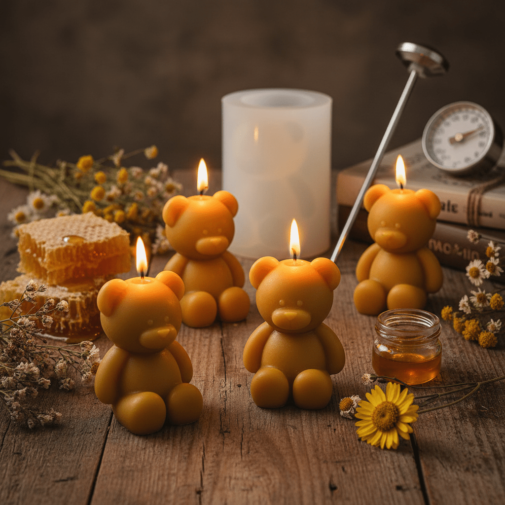 Komplettset - Bienenwachs Bärchen – Kerzen gießen mit Natur-Wachs - Craftguru