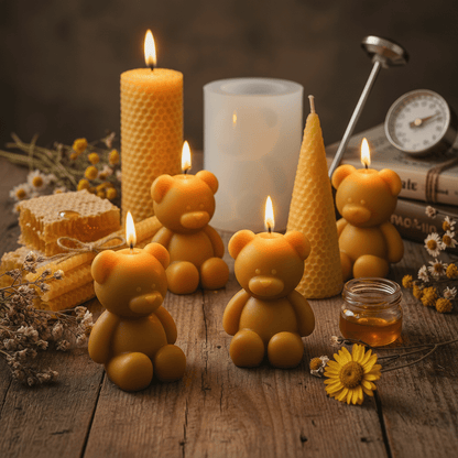 Komplettset - Bienenwachs Bärchen – Kerzen gießen mit Natur-Wachs - Craftguru