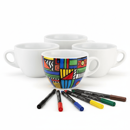 Malset Milchkaffeetasse Joy inkl. 4 Tassen und 6 Stiften - Craftguru