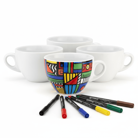 Malset Milchkaffeetasse Joy inkl. 4 Tassen und 6 Stiften - Craftguru