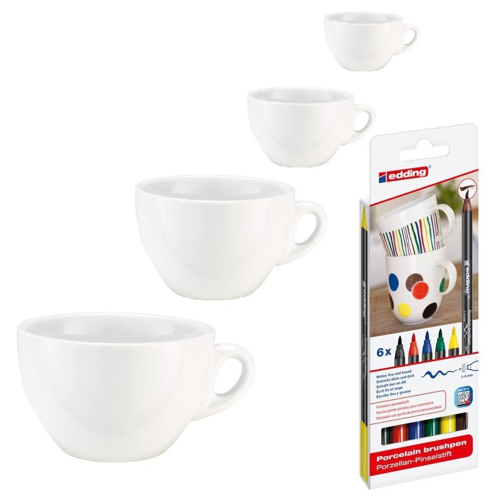 Malset Milchkaffeetasse Joy inkl. 4 Tassen und 6 Stiften - Craftguru