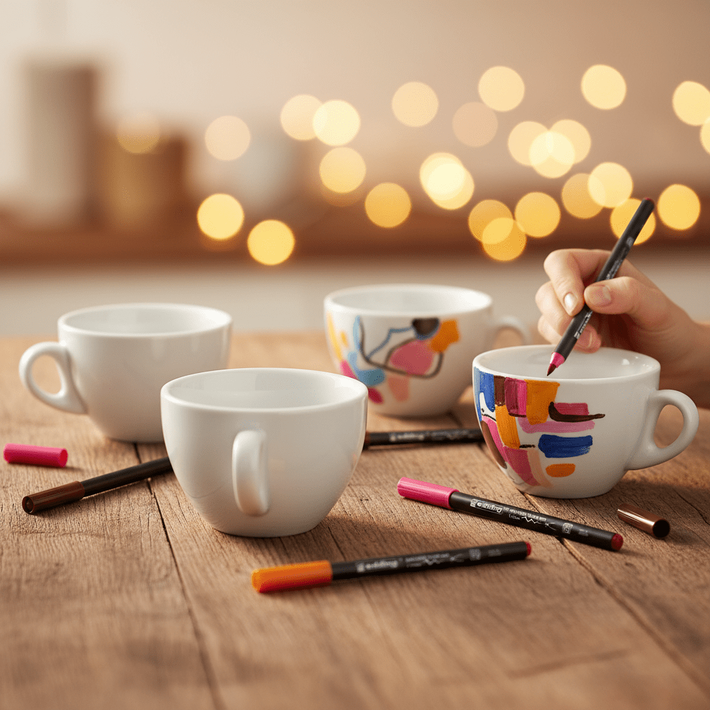 Malset Milchkaffeetasse Joy inkl. 4 Tassen und 6 Stiften - Craftguru