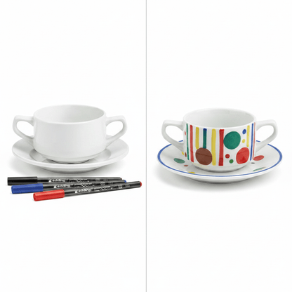 Malset Suppentasse mit Untersetzer inkl. 4 Sets und 6 Stiften - Craftguru