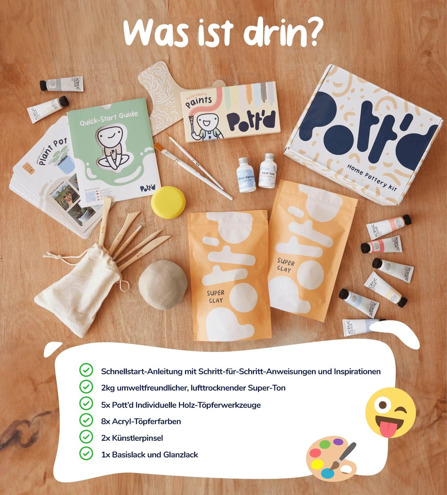 Pott'd Töpfer-Kit für zu Hause inkl. Farbset Metallisch - Craftguru