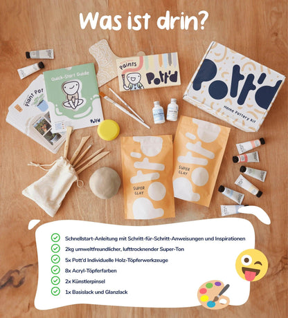 Pott'd Töpfer-Kit für zu Hause inkl. Farbset Metallisch - Craftguru