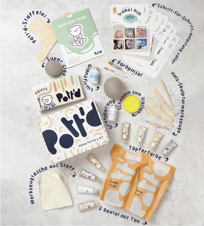 Pott'd Töpfer-Kit für zu Hause inkl. Farbset Metallisch - Craftguru