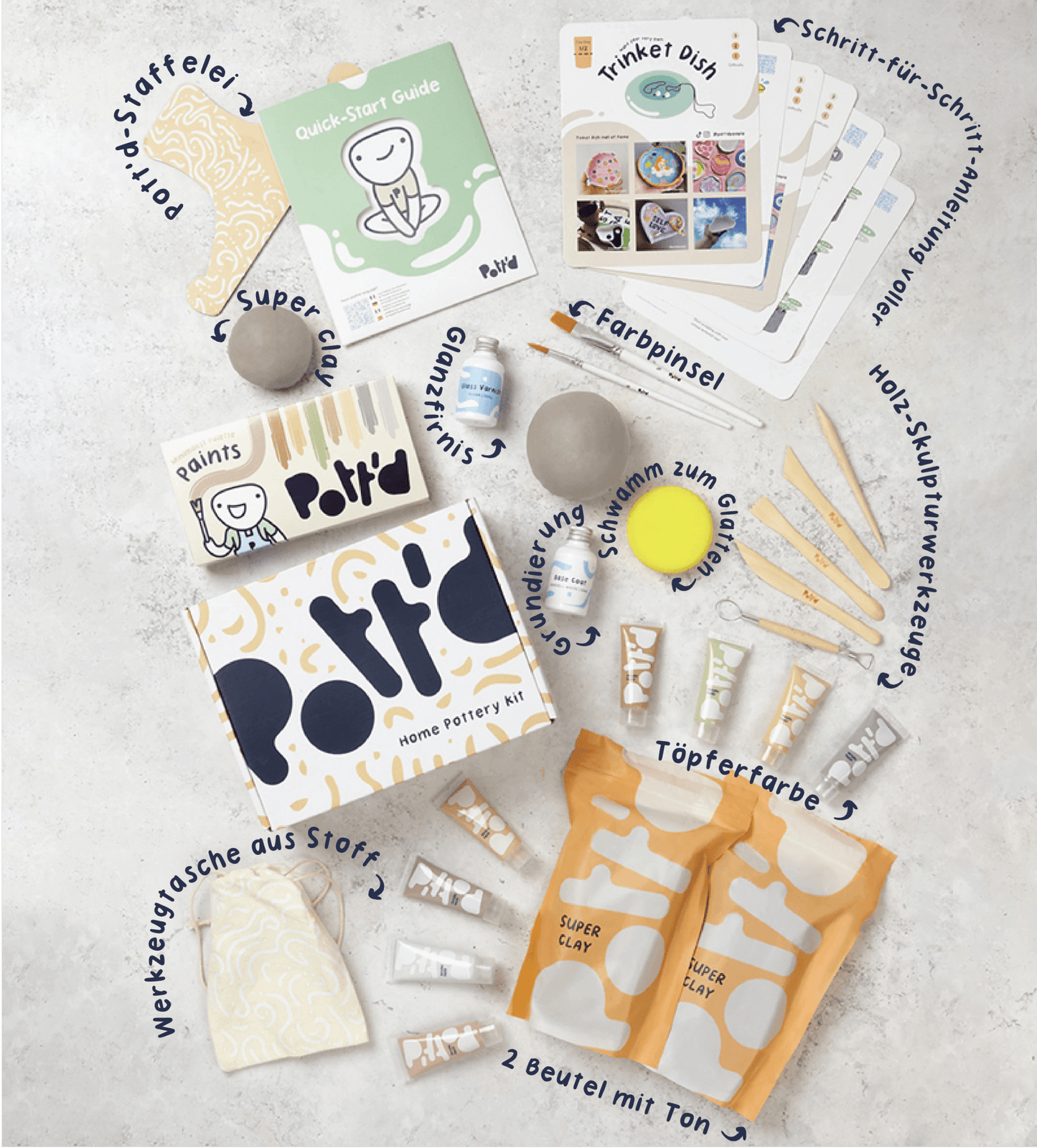 Pott'd Töpfer-Kit für zu Hause - Farbset Glitzer - Craftguru