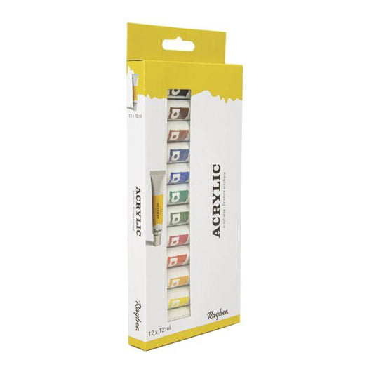 Rayher Künstler-Set Acrylfarben farbsortiert 12 x 12,0 ml 38925000 - Craftguru