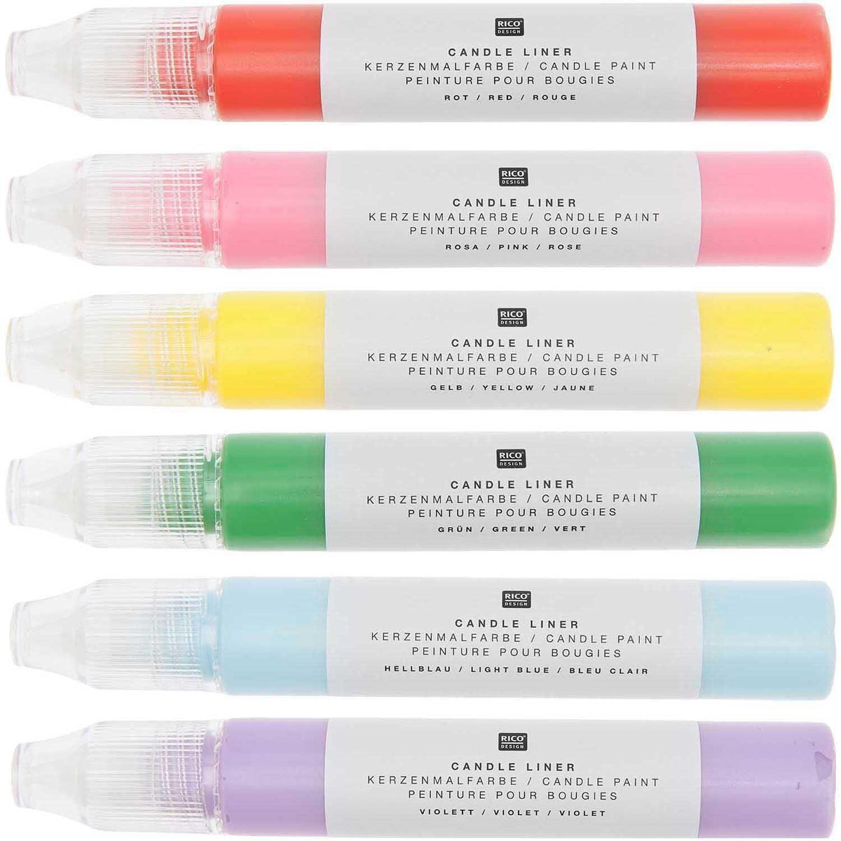 Rico Design - Candle Liner Kerzenmalfarbe Set Regenbogen 6 Stück à 30ml - Craftguru