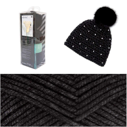 Rico Design Häkelset Mütze Pompon Schwarz mit Strass - Craftguru