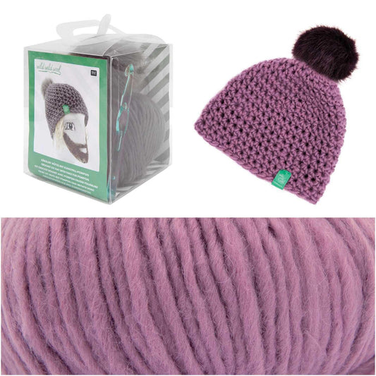 Rico Design Häkelset Mütze Wild Wild Wool Pompon Flieder - Craftguru