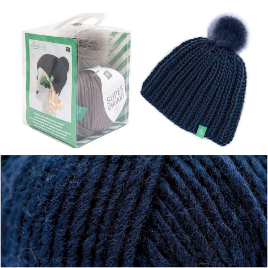 Rico Design Häkelset Mütze Wild Wild Wool Pompon Marine - Craftguru