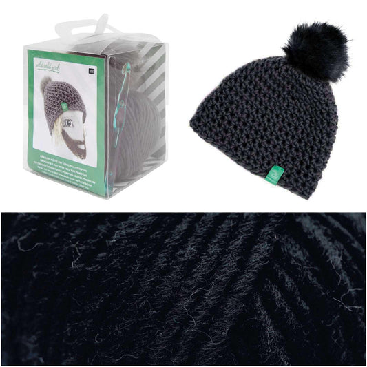 Rico Design Häkelset Mütze Wild Wild Wool Pompon Schwarz - Craftguru