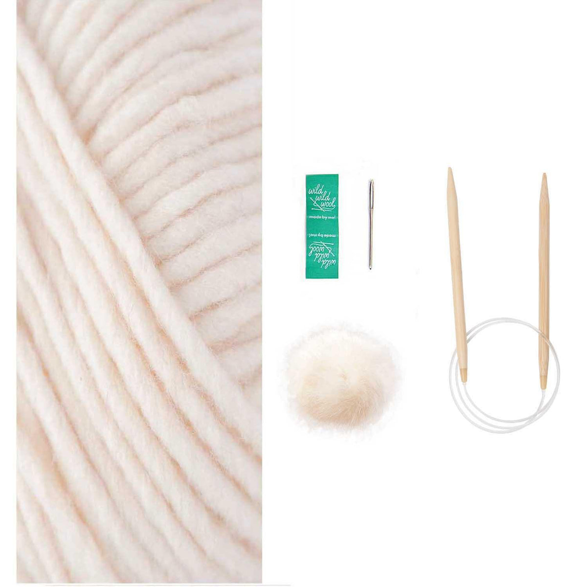 Rico Design Strickset Mütze Wild Wild Wool Pompon Wollweiss - Craftguru