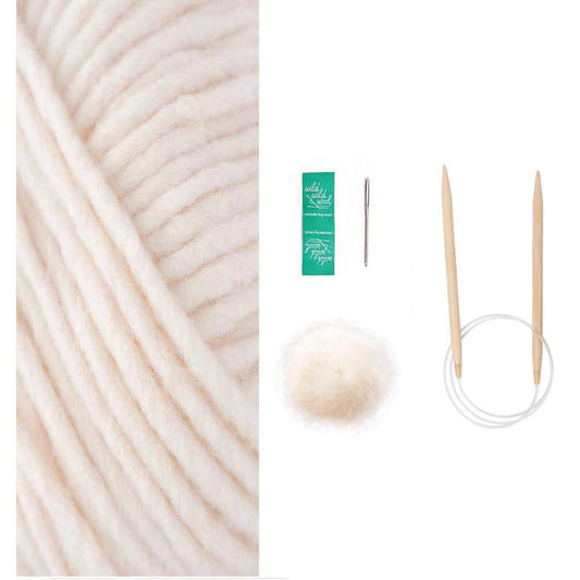 Rico Design Strickset Mütze Wild Wild Wool Pompon Wollweiss - Craftguru