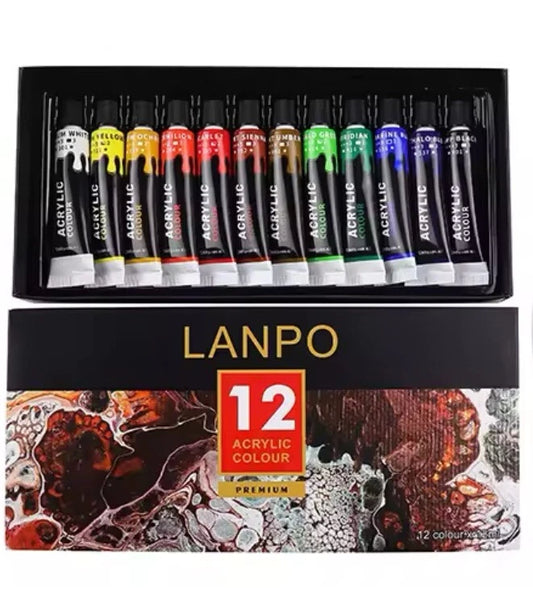 12 teiliges Acrylfarben-Set von Lanpo