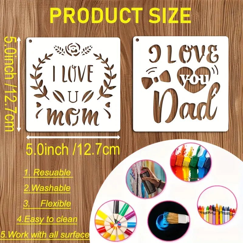 Schablonenset Muttertag und Vatertag, 20 teilig - Craftguru