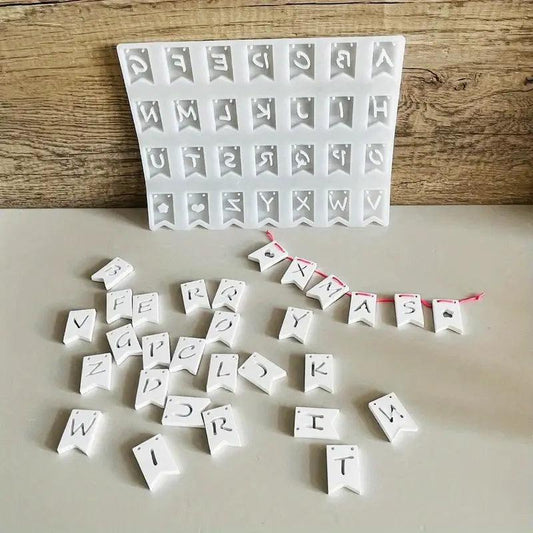 Silikonform 26 Buchstaben Flaggenanhänger - Craftguru